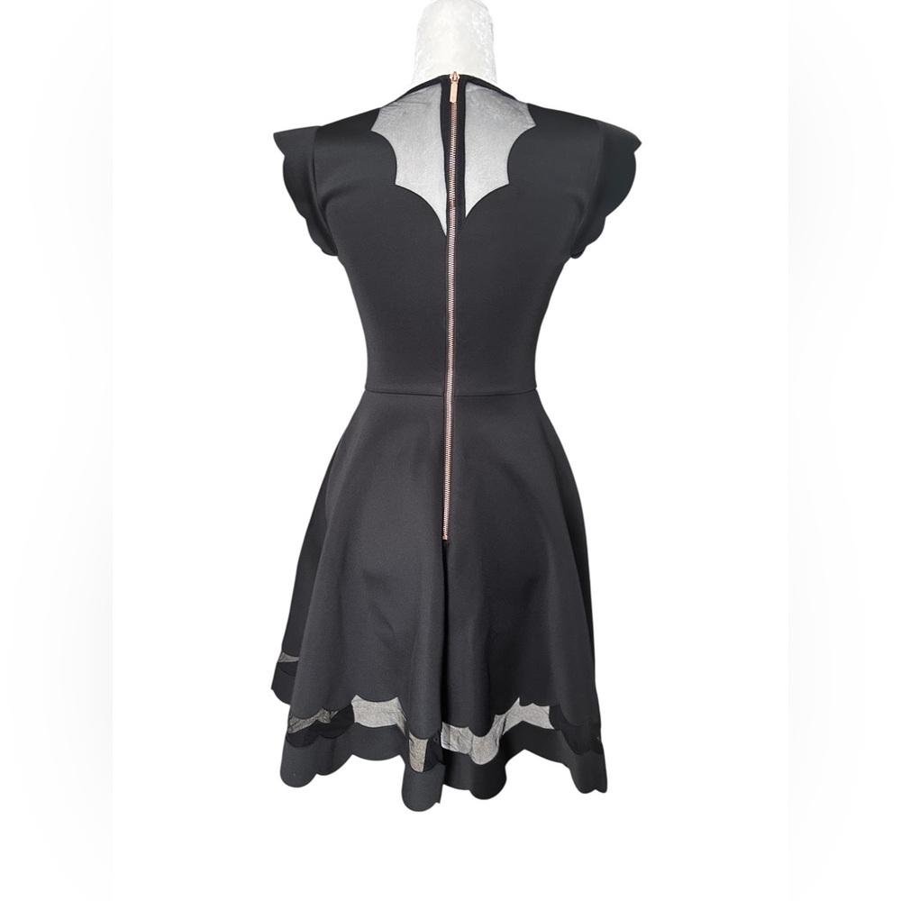 TED BAKER Sharlot Paneled Scallop Dress Black Size 0 (fits XS–S) - Picture 6 of 15